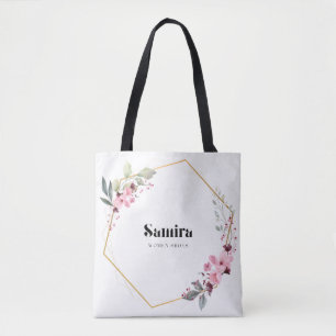 Eleganter rosa floraler Goldrahmen Tasche