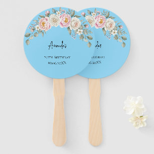 Eleganter rosa floraler personalisierter Handfäche Fächer