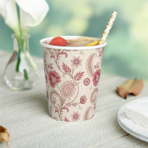 Eleganter rosa floraler Whimsy-Papierbecher Pappbecher