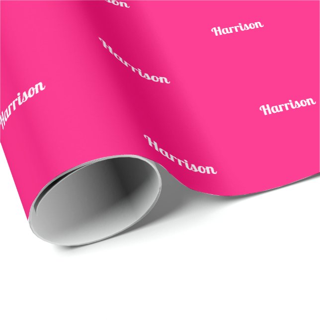 Eleganter, rosa Fuchsia individuelle Name Geburtst Geschenkpapier (Rolleneckpunkt)