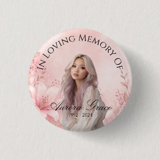 Eleganter rosa Gedenkhintergrund feminine Beerdigu Button