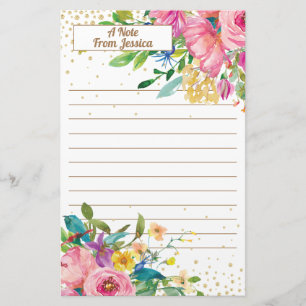 Eleganter rosa Gelbblütengoldblütengoldblütengolde Briefpapier