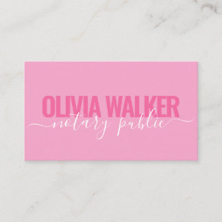 Eleganter Rosa Girly Signature Notary Public Agent Visitenkarte