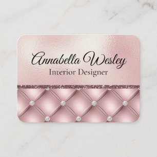 Eleganter rosa Glitter und Diamanten auf Perlenfol Visitenkarte