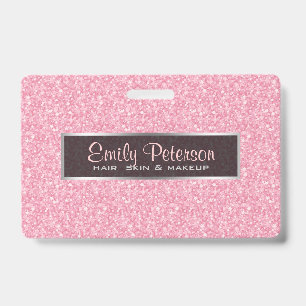 Eleganter rosa Glitter und schwarze Silber Akzente Ausweis