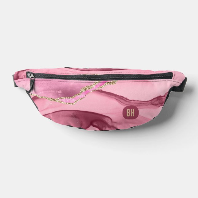 Eleganter Rosa Glitzer Agate Marmorroute Bauchtasche (Ablage )
