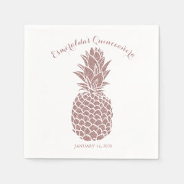 Eleganter rosa Glitzer Ananas Quinceanera Party Serviette
