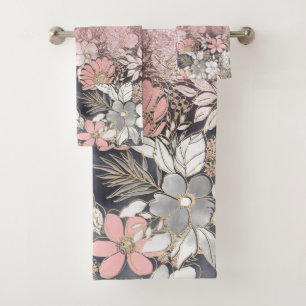 Eleganter Rosa Glitzer Badhandtuch Set