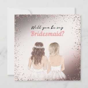Eleganter rosa Glitzer Bridesmaid Einladungskarten