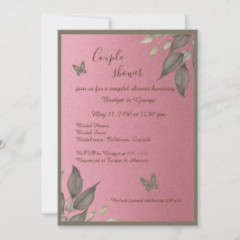 Eleganter Rosa Glitzer Eukalyptus-Paar Dusche Einladung