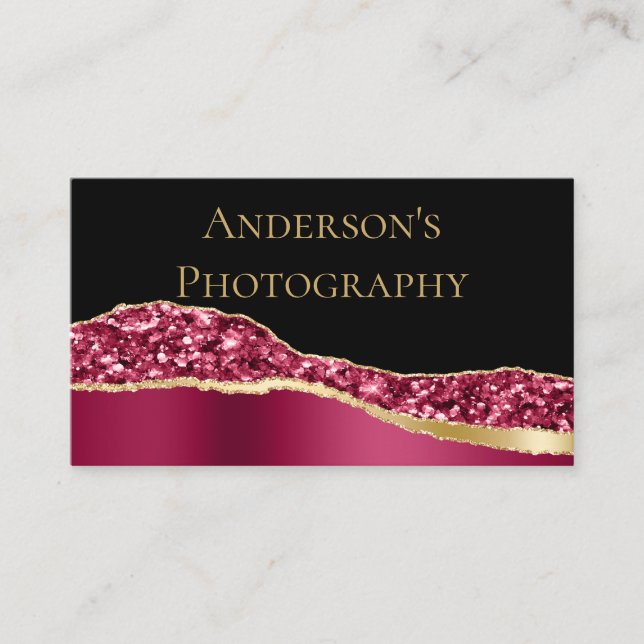 Eleganter Rosa-Glitzer Visitenkarte (Vorderseite)