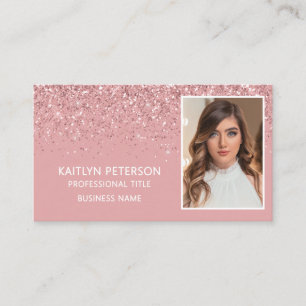 Eleganter rosa-glitzernder Foto-QR-Code  Visitenkarte