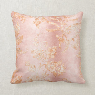 Eleganter Rosa Gold Damast Satin Hübsche Wohndekor Kissen