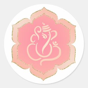 Eleganter rosa Gold-Ganesh/ indischer Gott klassis Runder Aufkleber