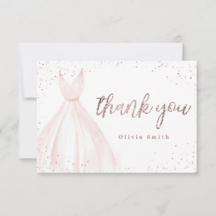 Eleganter rosa goldener glänzender rosa Kleid Quin Dankeskarte