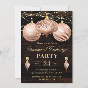 Eleganter rosa goldener Weihnachtsbaumschmuck-Aust Einladung