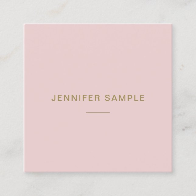 Eleganter rosa Goldtext Moderne Minimalistische Vo Quadratische Visitenkarte (Vorderseite)