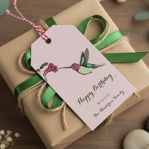 Eleganter Rosa Hummingbird Birthday Geschenkanhänger