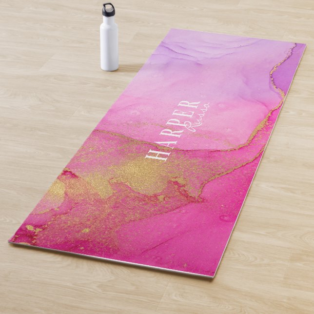 Eleganter rosa Individuelle Name Yoga Mat Yogamatte (Beispiel)