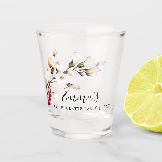 Eleganter Rosa Junggeselinnen-Abschied Schnapsglas (Vorderseite)
