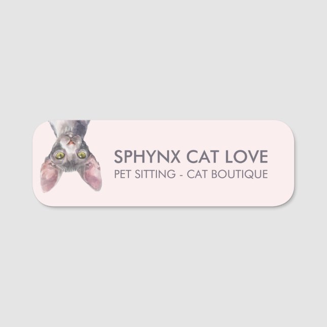 Eleganter rosa kanadischer Sphynx Cat Namensschild (Vorderseite)