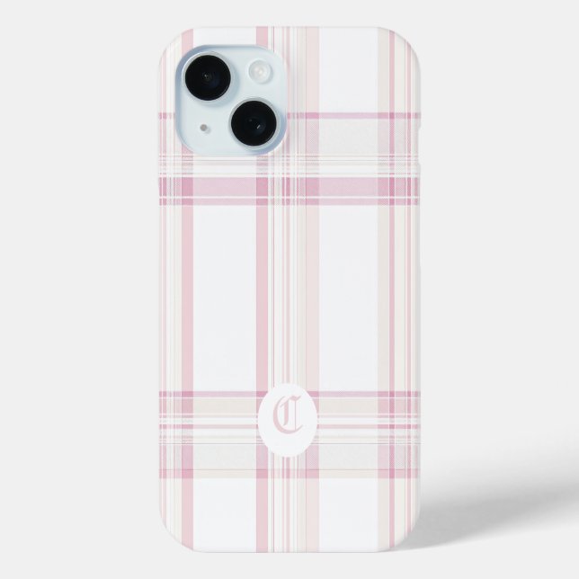 Eleganter, rosa Karierter, individualisierbarer Fa Case-Mate iPhone Hülle (Rückseite)