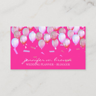 Eleganter Rosa Konfetti fliegender Ballon-Party-St Visitenkarte