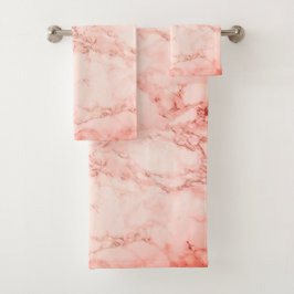 Eleganter rosa Korallenmarmor Badhandtuch Set