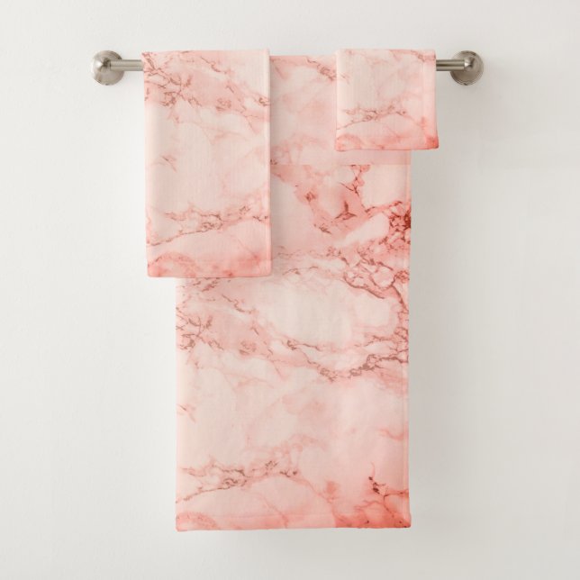 Eleganter rosa Korallenmarmor Badhandtuch Set (Insitu)