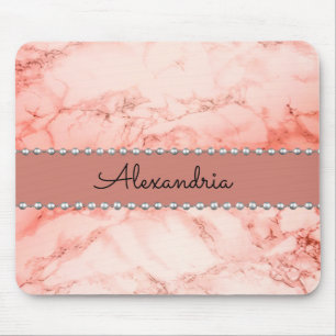 Eleganter rosa Korallenmarmor Personalisiert Mousepad