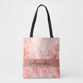 Eleganter rosa Korallenmarmor Personalisiert Tasche