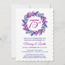 Eleganter rosa Kraut 75. Hochzeitstag Einladung