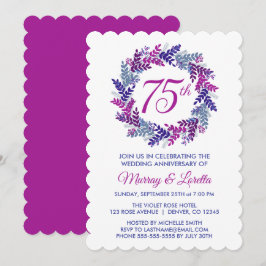 Eleganter rosa Kraut 75. Hochzeitstag Einladung