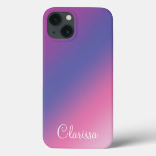 eleganter rosa lila-blauer Farbverlauf iPhone 13 Hülle