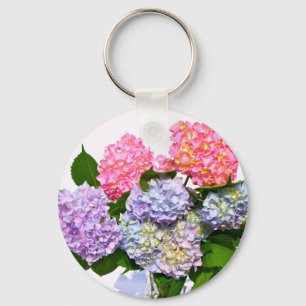 Eleganter, rosa, lila-blauer Hydrangea-Bouquet Schlüsselanhänger