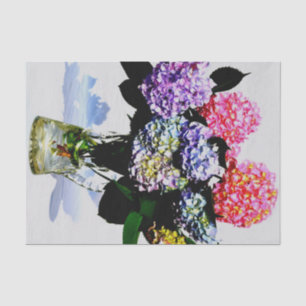 Eleganter, rosa, lila-blauer Hydrangea-Bouquet Seidenpapier