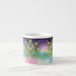 Eleganter Rosa lila grüner Urlaub Snowflakes Stars Espressotasse