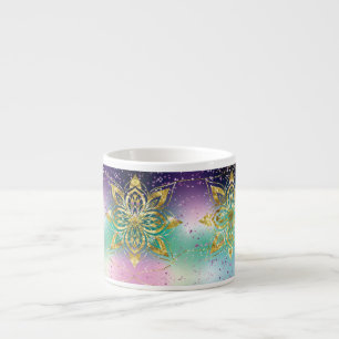 Eleganter Rosa lila grüner Urlaub Snowflakes Stars Espressotasse