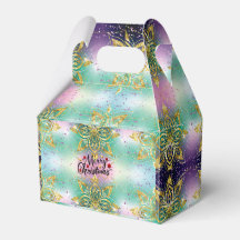 Eleganter Rosa lila grüner Urlaub Snowflakes Stars