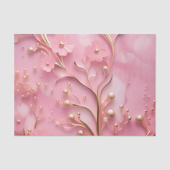 Eleganter rosa Marmorgolden Seidenpapier (Vorderseite)