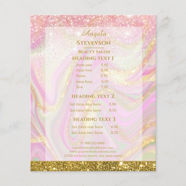 Eleganter rosa Marmormor Gold Flyer (Vorne)