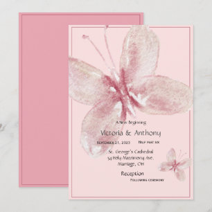 Eleganter rosa Mauve Watercolor Butterfly Einladung