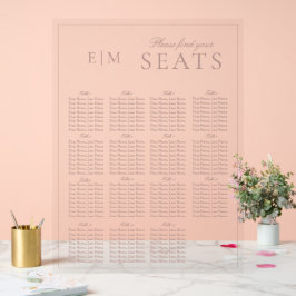 Eleganter rosa, moderne Script Monogram Wedding Si Acrylschild