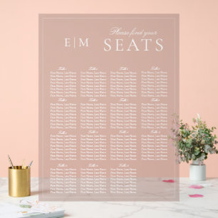 Eleganter rosa, moderne Script Monogram Wedding Si Acrylschild