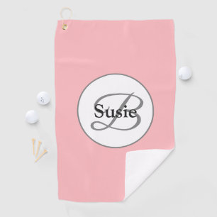 Eleganter Rosa Monogramm Personalisierter Name Golfhandtuch