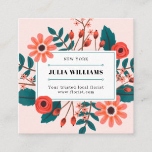 Eleganter, rosa niedlicher Blumenstrauß Blume Bouq Quadratische Visitenkarte