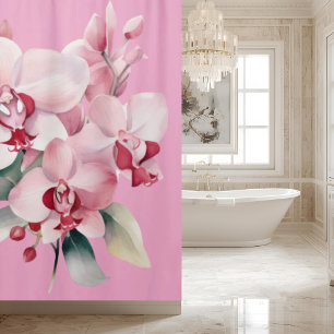Eleganter rosa Orchideen-Duschvorhang Duschvorhang