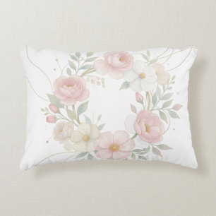 Eleganter rosa Pastell-Blumenkranz Botanisches Des Dekokissen
