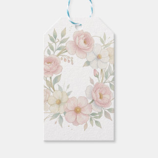 Eleganter rosa Pastell-Blumenkranz Botanisches Des Geschenkanhänger