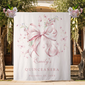 Eleganter Rosa Perlen Perlen Quinceanera Geburtsta Wandteppich